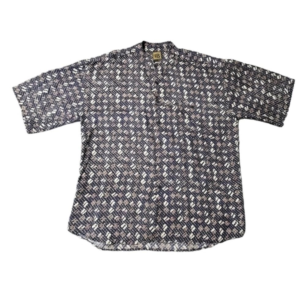 Men's‎ Vintage Bruno Printed 100% Silk Button Up Shirt Short Sleeves